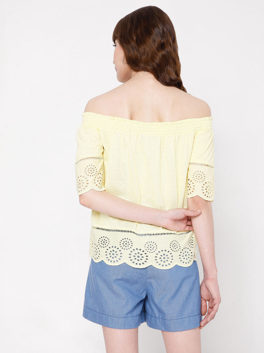 Yellow Schiffli Top