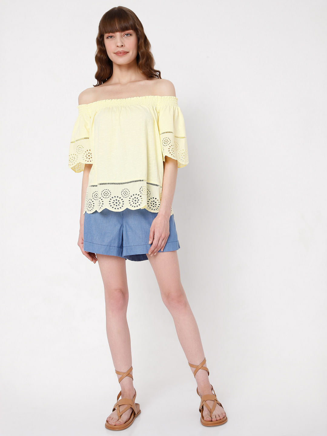 Yellow Schiffli Top
