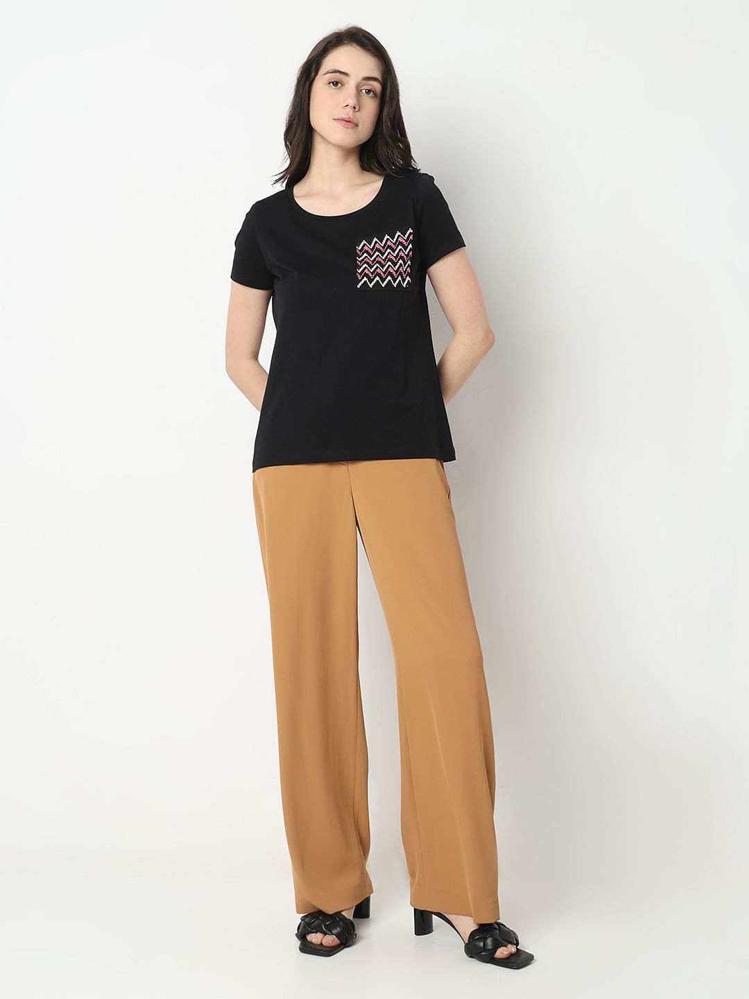 Black Embroidered Pocket T-Shirt