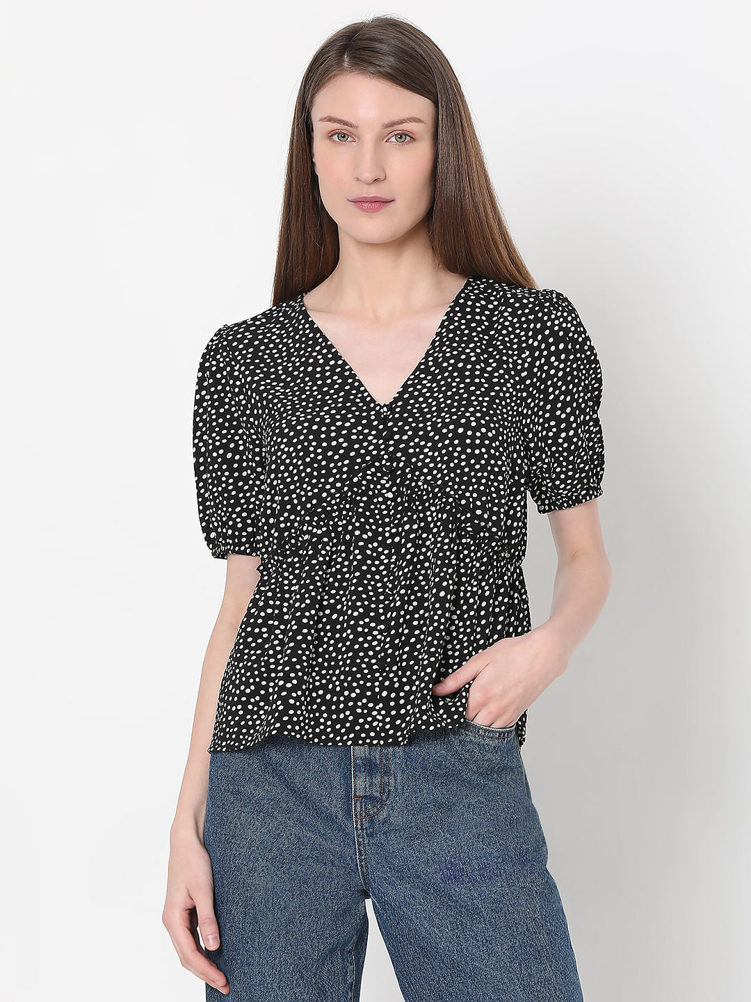 Black Polka Dot Top