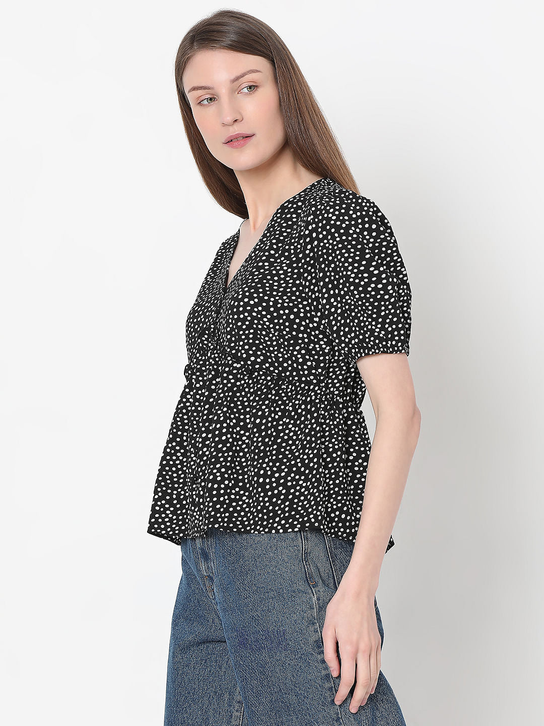 Black Polka Dot Top