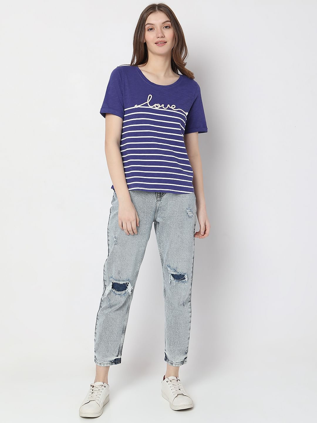 Blue Embroidered T-Shirt