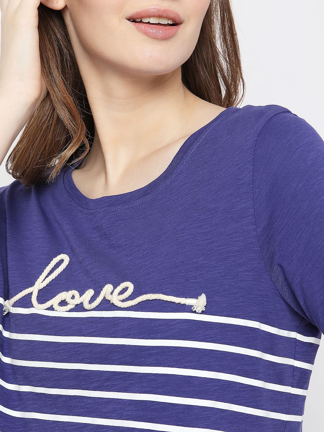 Blue Embroidered T-Shirt