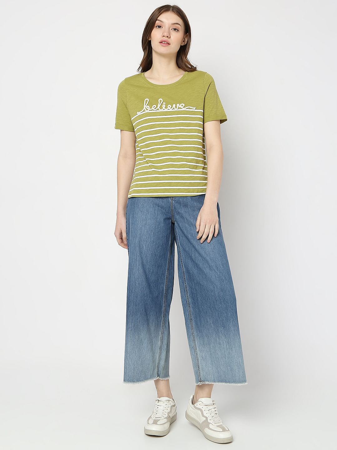 Green Embossed Logo Print T-Shirt