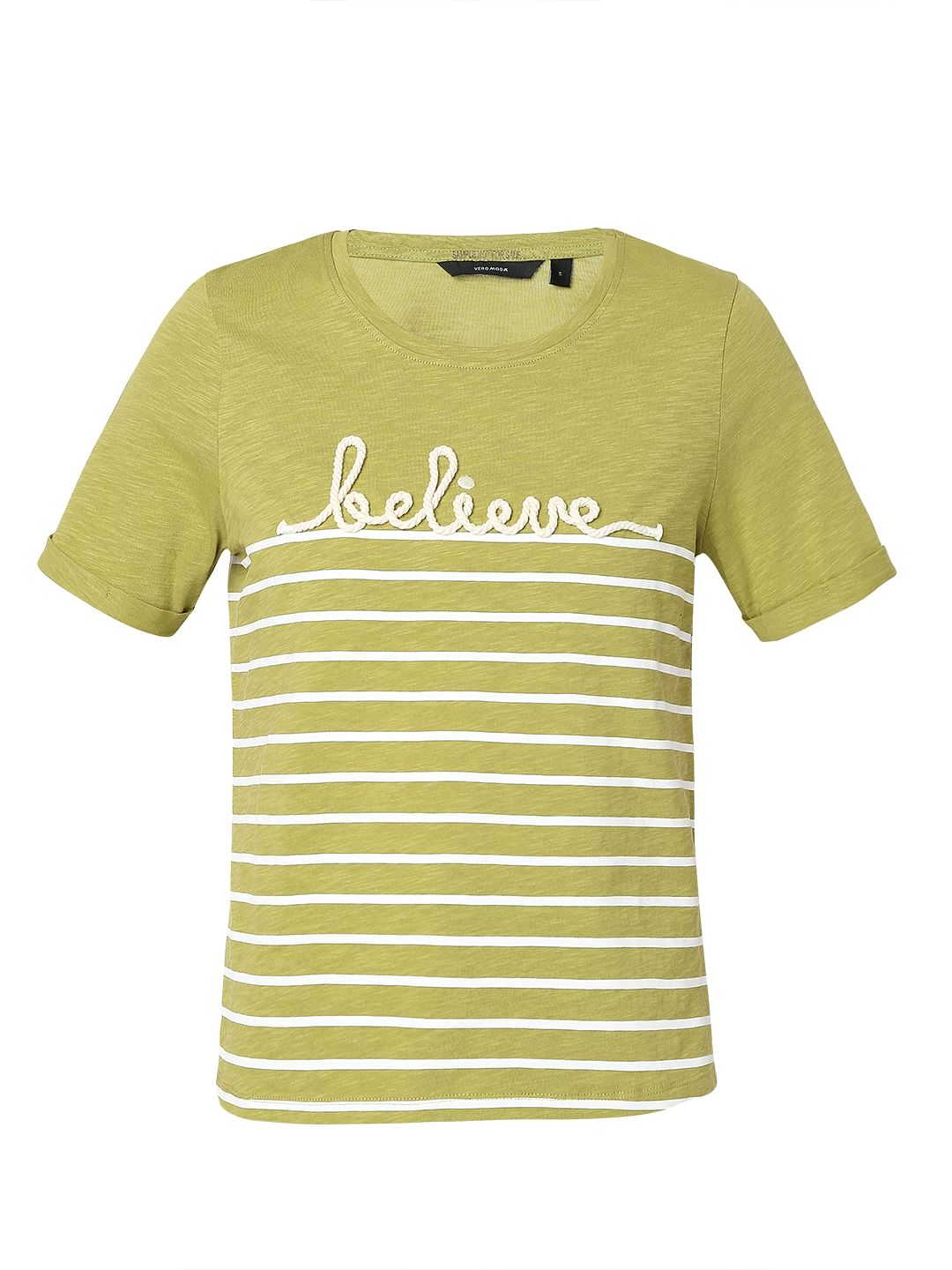 Green Embossed Logo Print T-Shirt