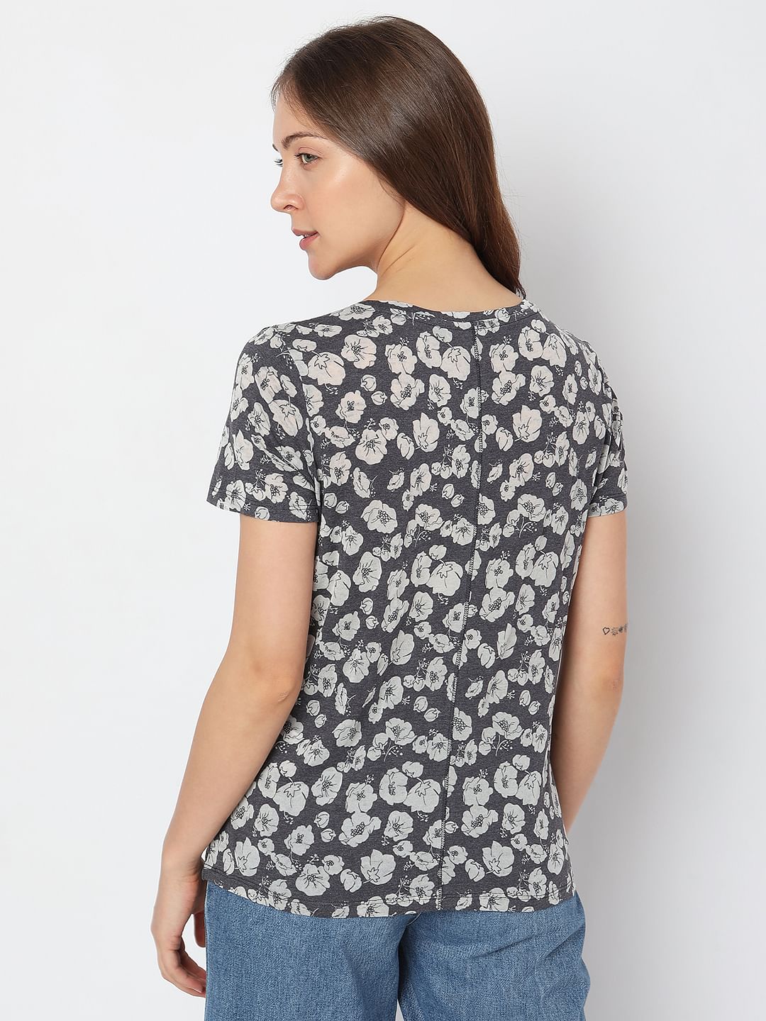 Blue Floral Print T-Shirt