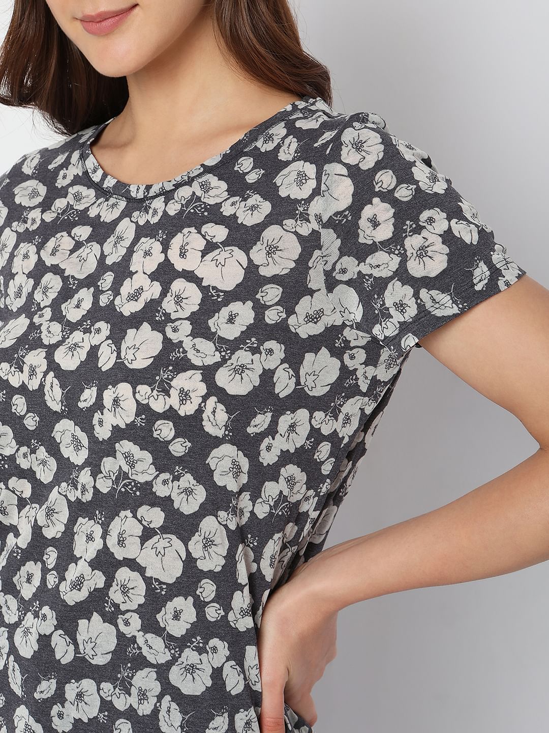 Blue Floral Print T-Shirt