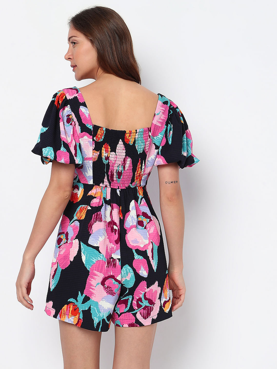 Black Floral Playsuit