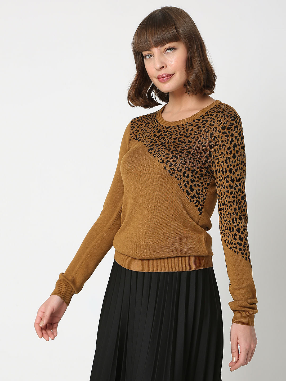 Brown Animal Print Pullover