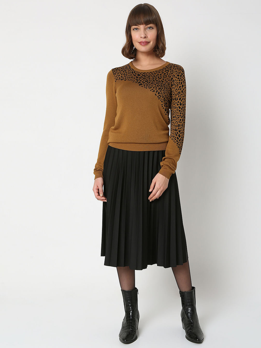 Brown Animal Print Pullover