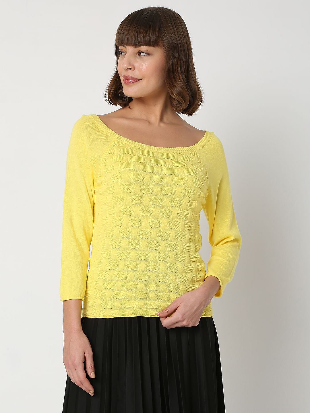 Yellow Jacquard Pullover