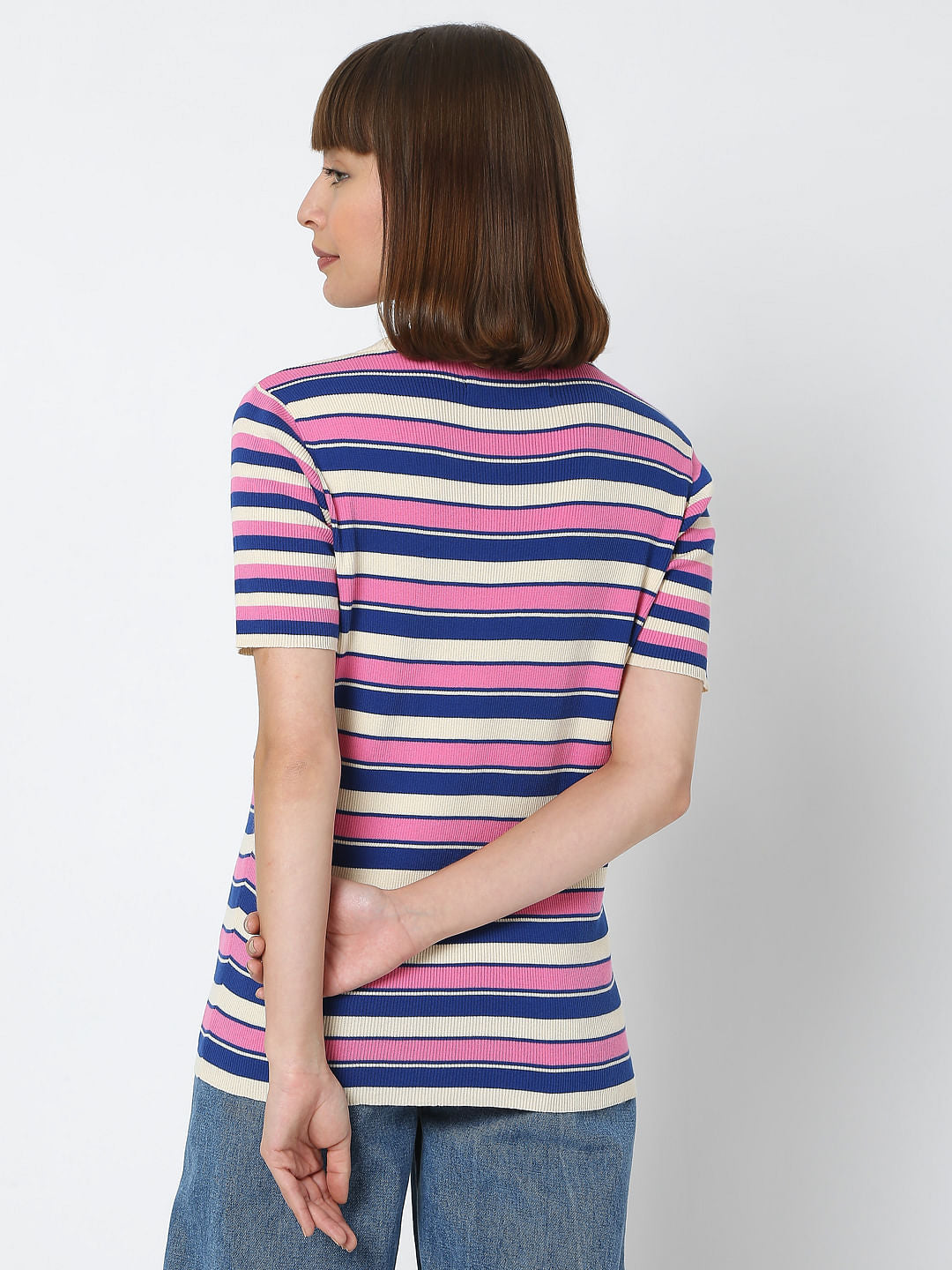 Pink Striped Knit Top