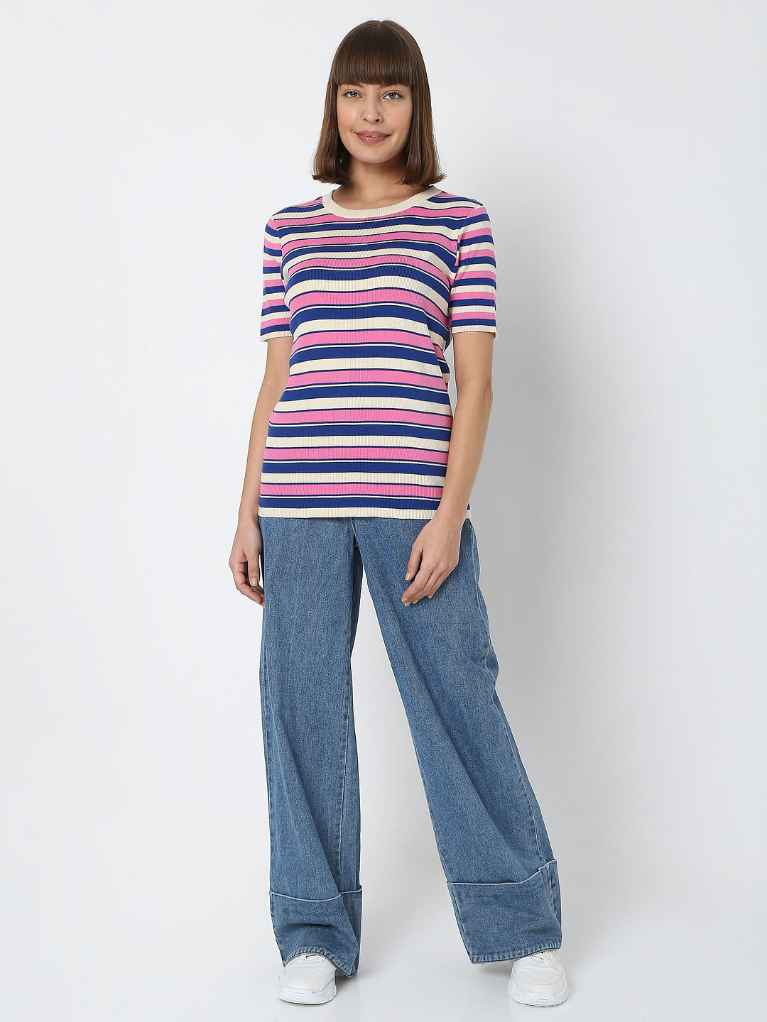 Pink Striped Knit Top