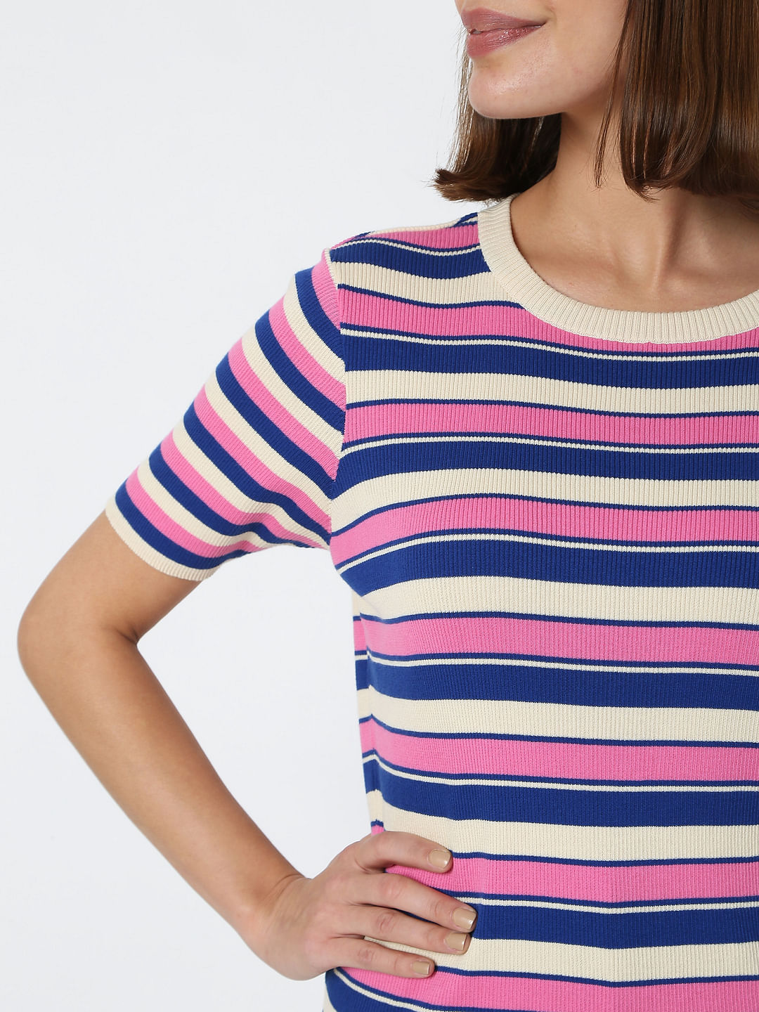 Pink Striped Knit Top