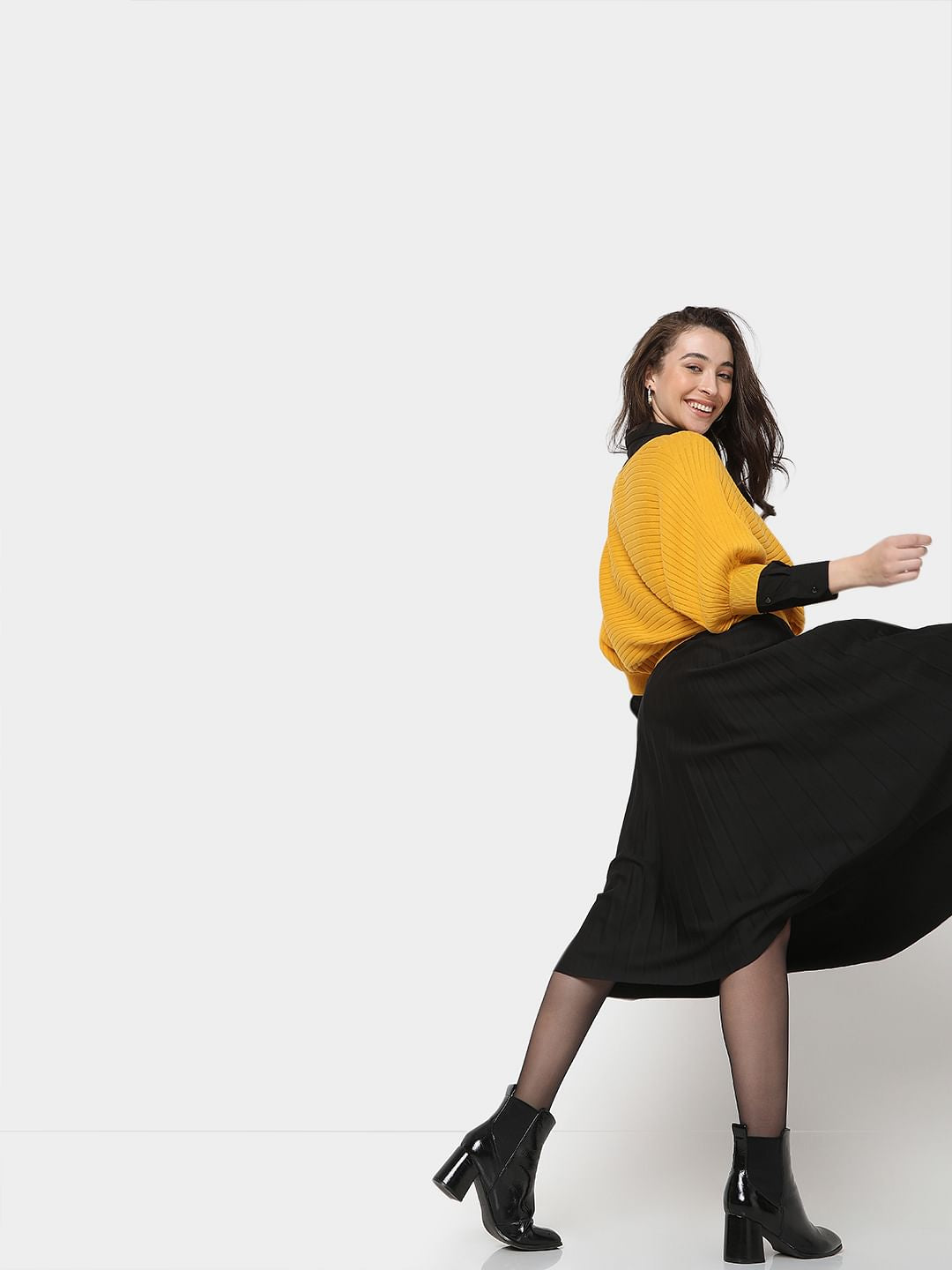 Yellow Dolman Sleeve Knit Top
