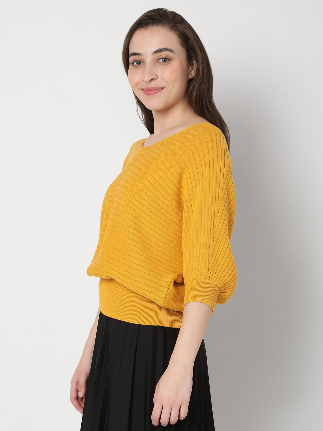 Yellow Dolman Sleeve Knit Top