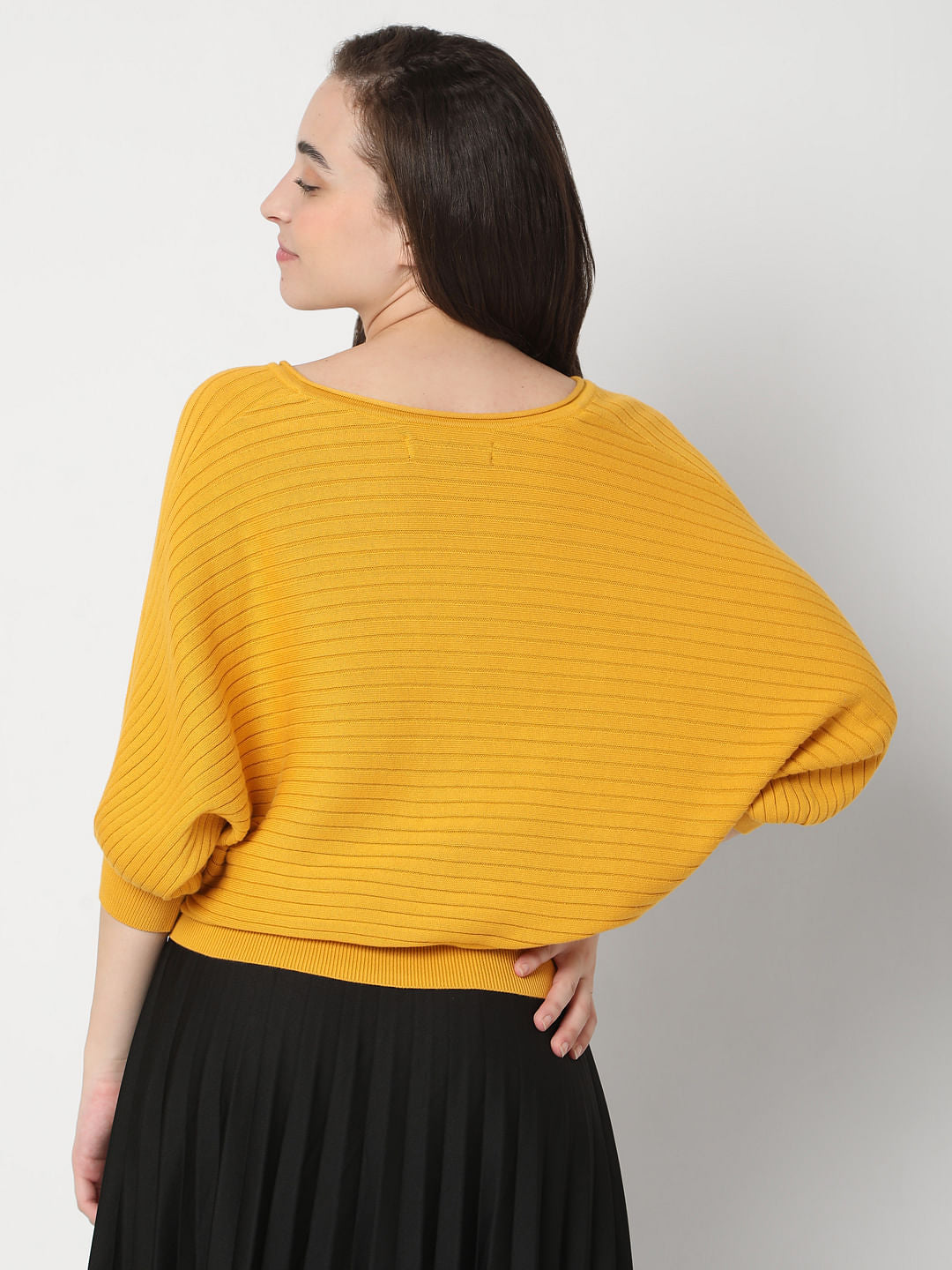 Yellow Dolman Sleeve Knit Top