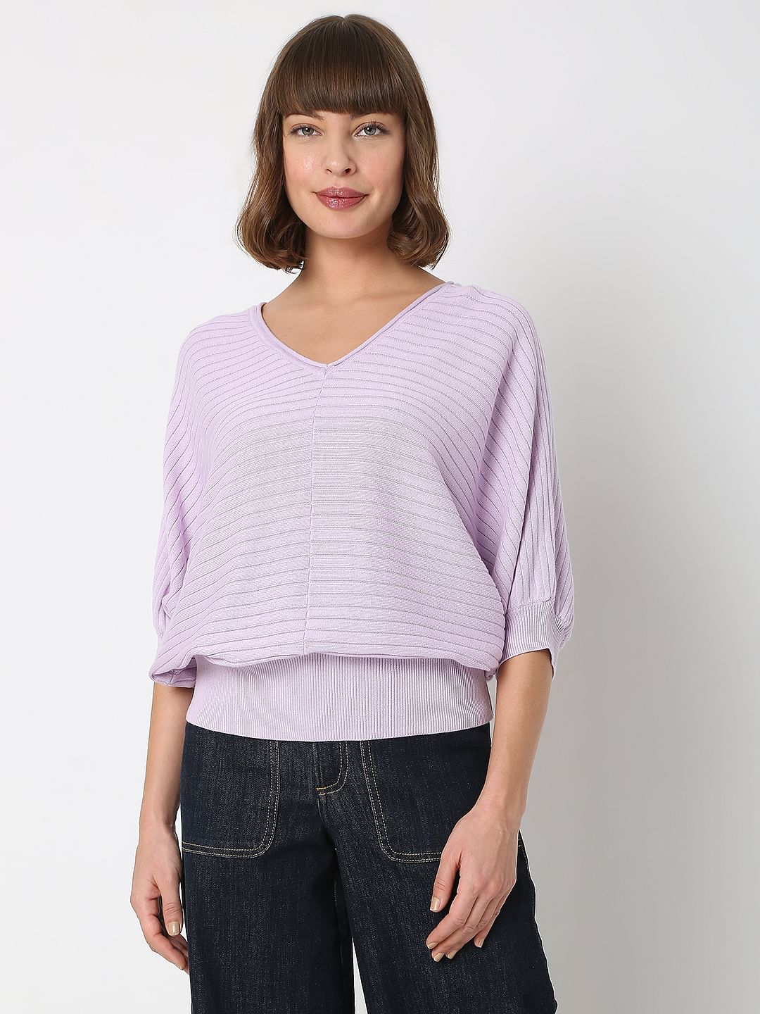Lilac Dolman Sleeve Knit Top