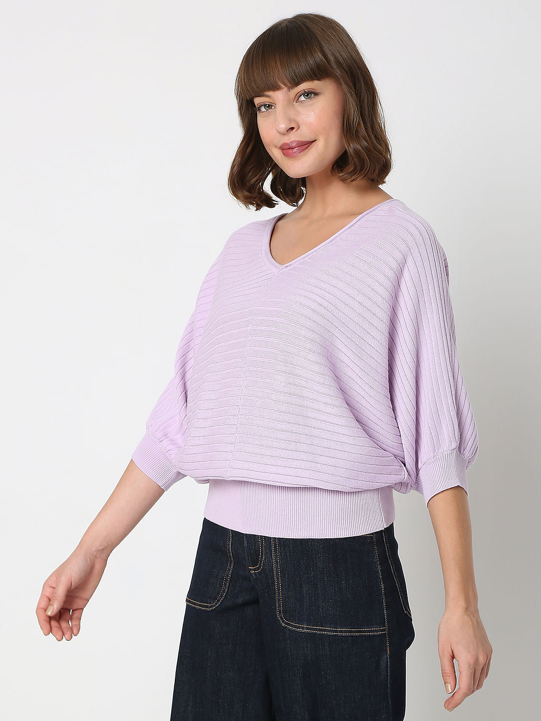 Lilac Dolman Sleeve Knit Top