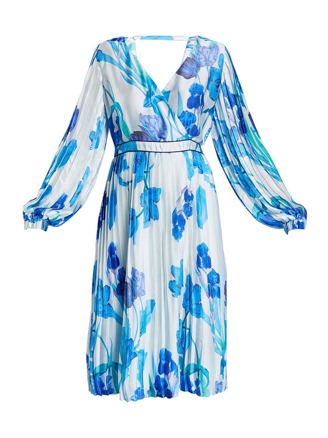 Marquee White Pleated Floral Midi Dress