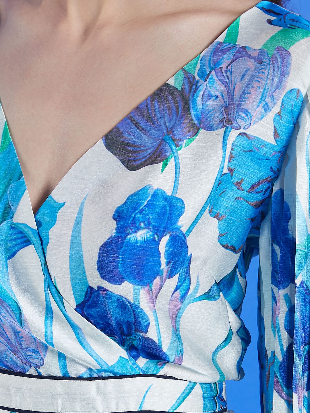 Marquee White Pleated Floral Midi Dress