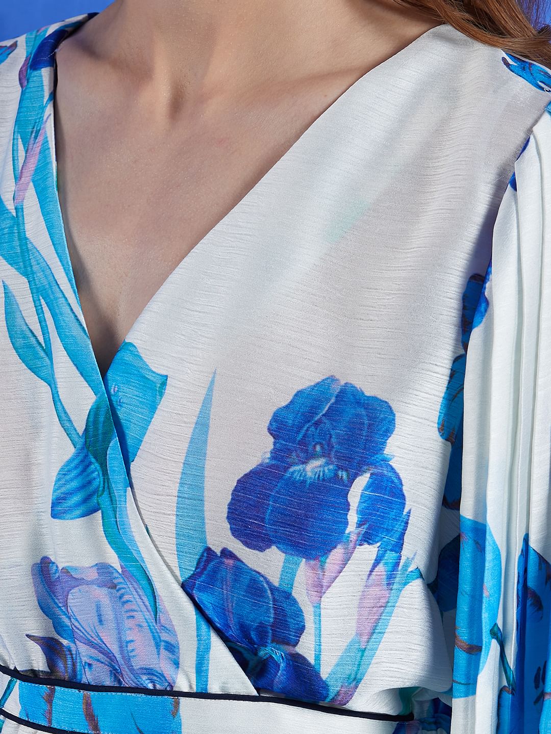 White Pleated Floral Top