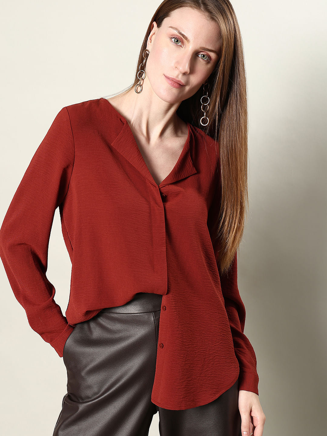 Brick Red Solid Shirt