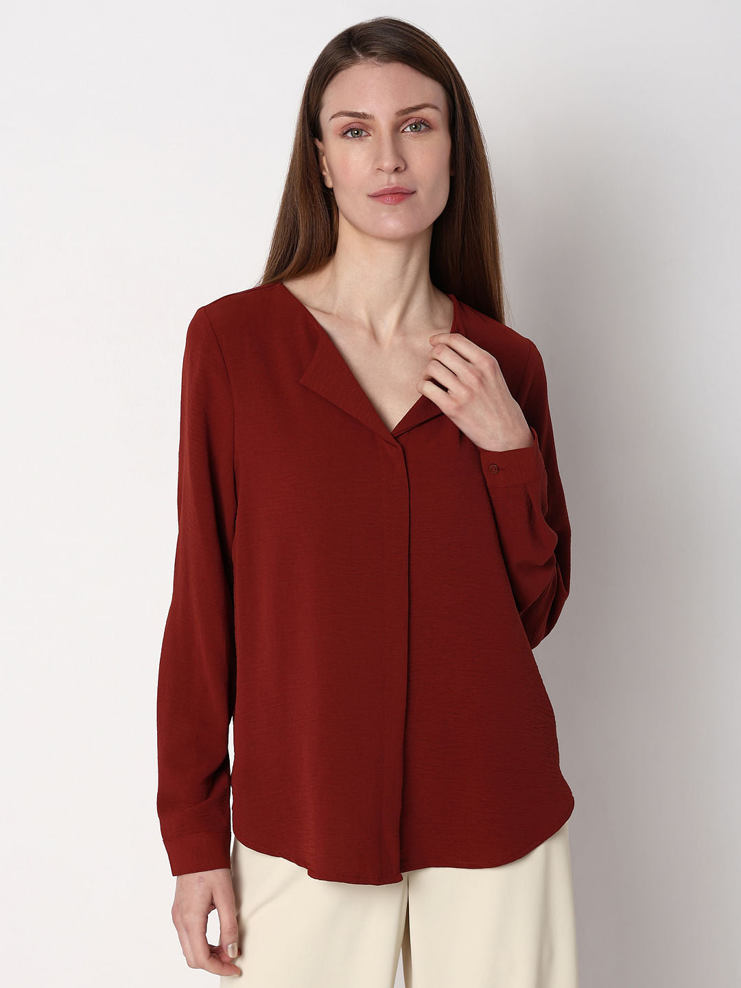 Brick Red Solid Shirt