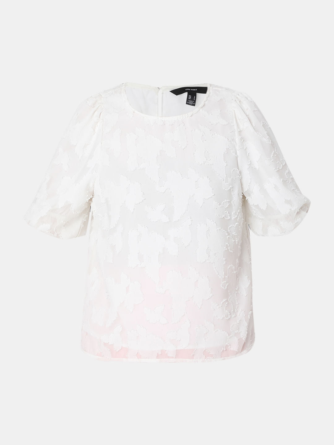 White Abstract Print Top