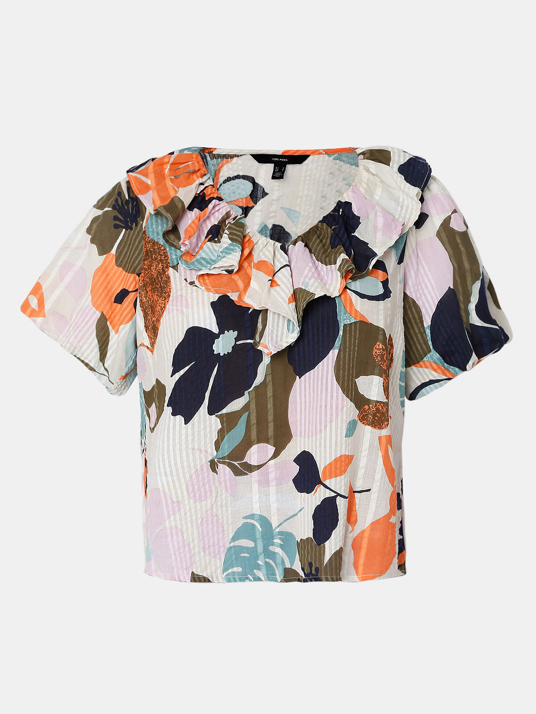Beige Floral Print Top