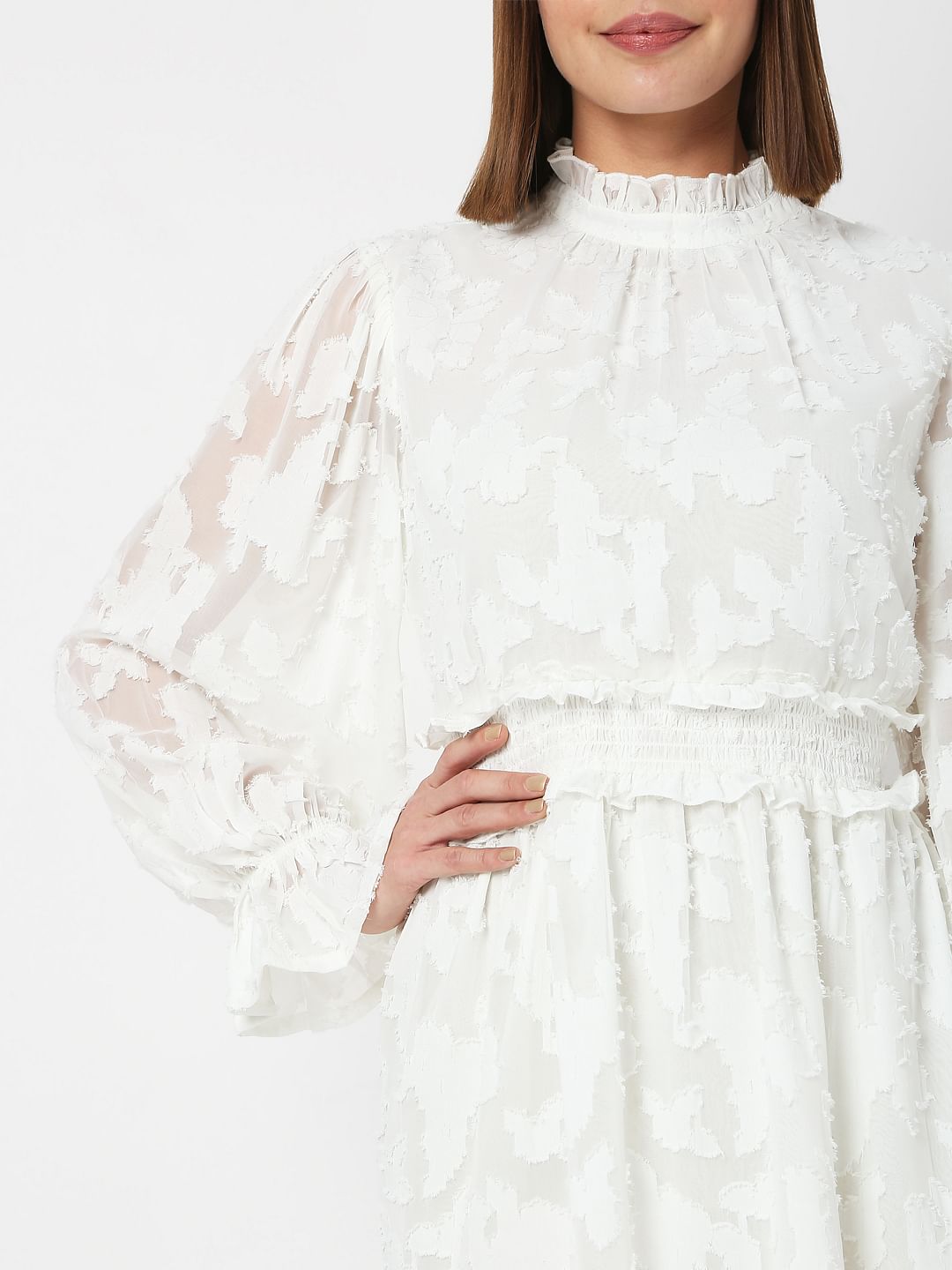 White Floral Fit & Flare Dress