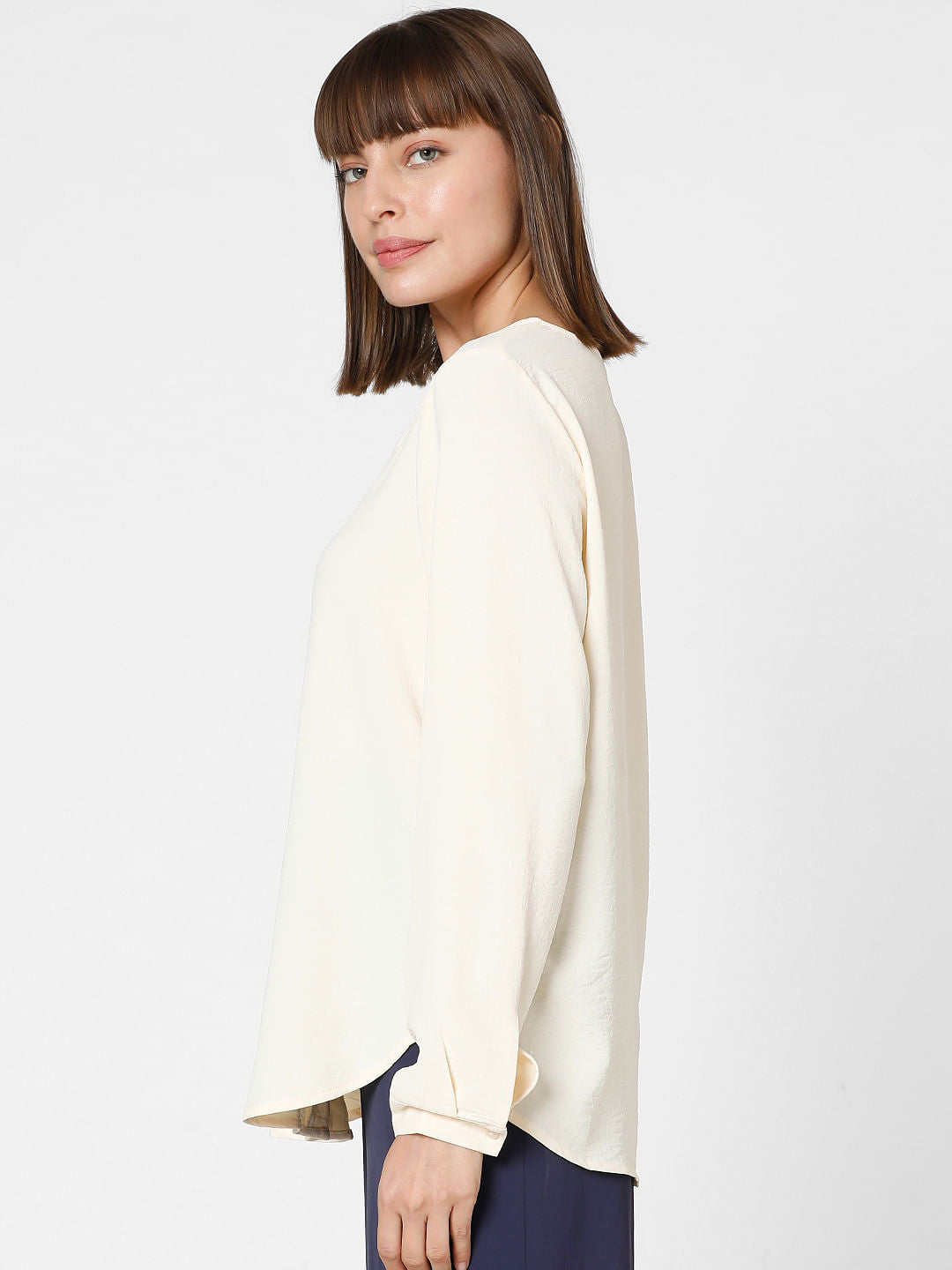 Ecru Folded Collar Top