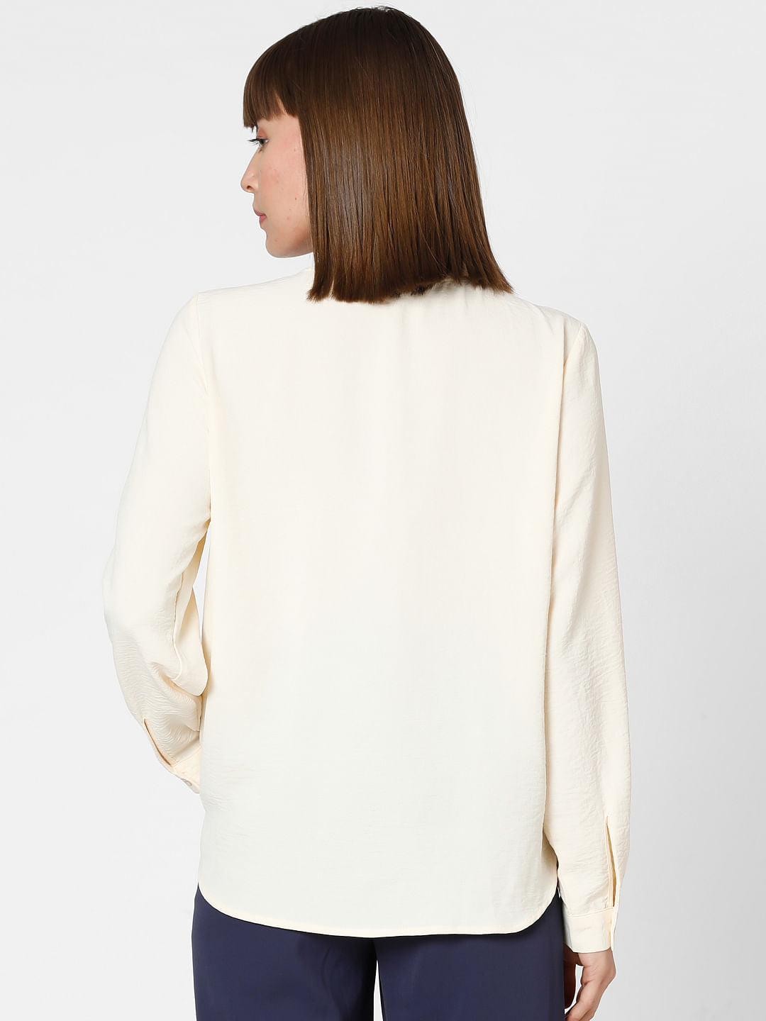 Ecru Folded Collar Top