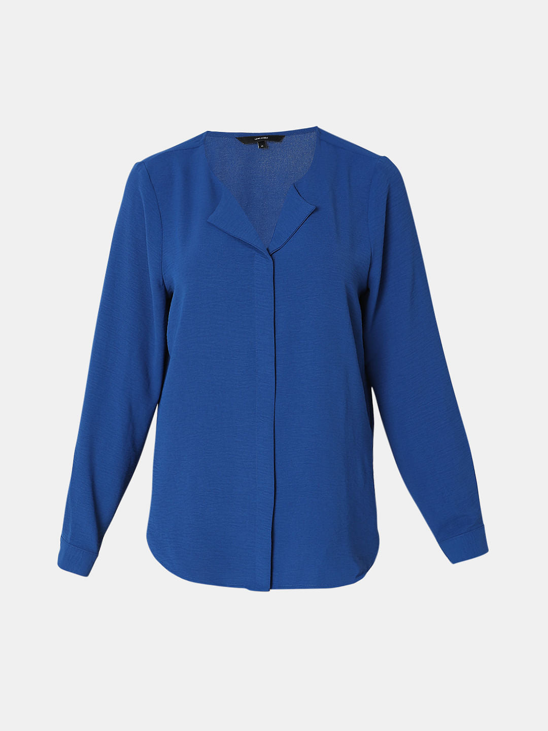 Blue Folded Collar Top