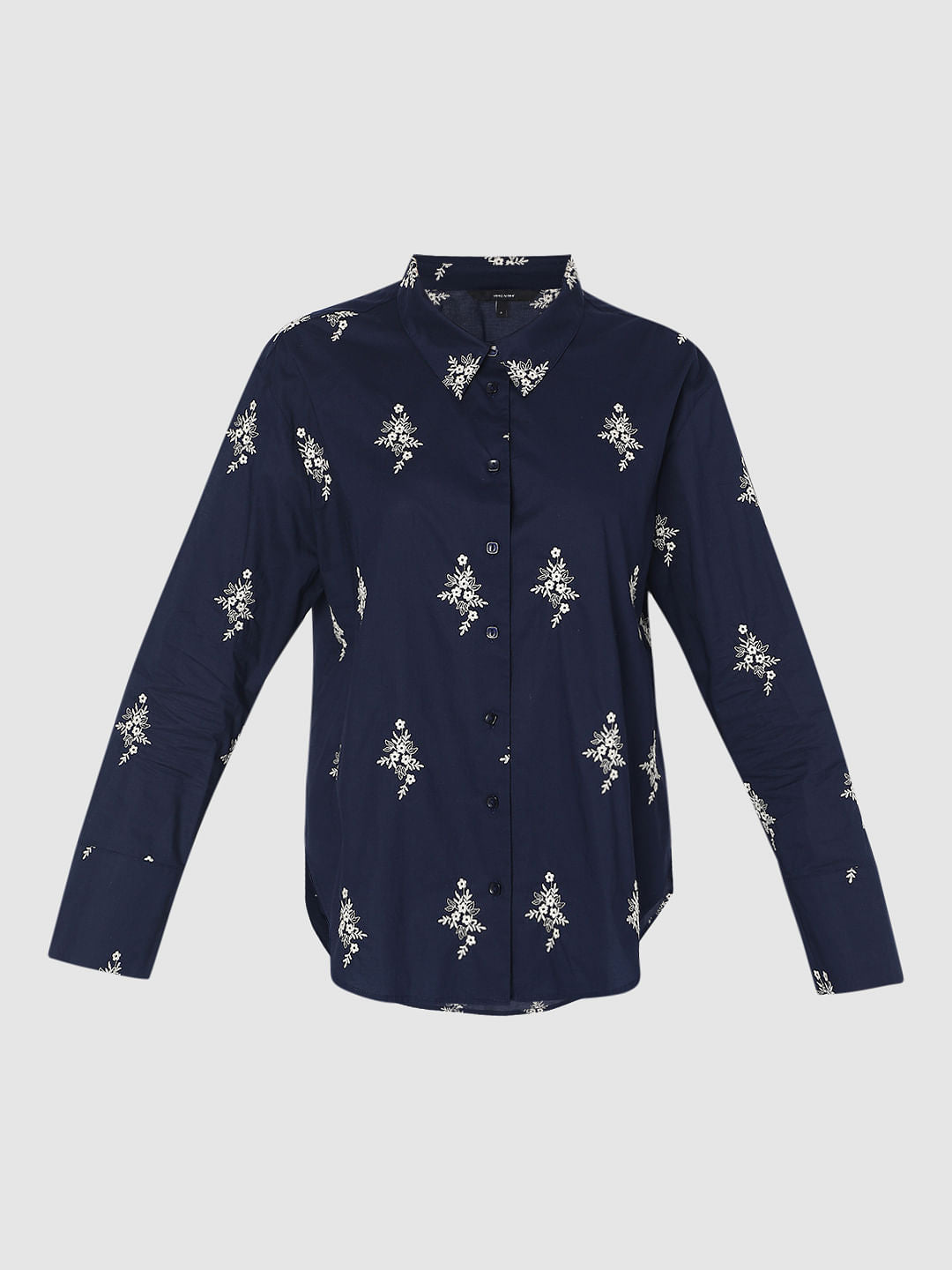 Navy Blue Embroidered Shirt