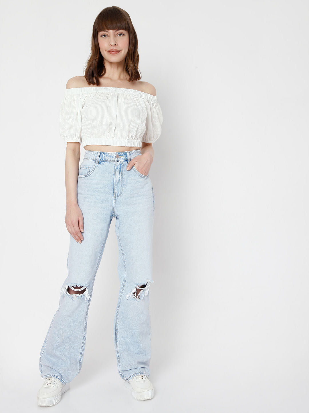 Light Blue Ripped Loose Fit Jeans