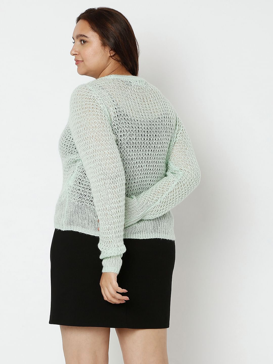 Curve Green Flat Knit Top