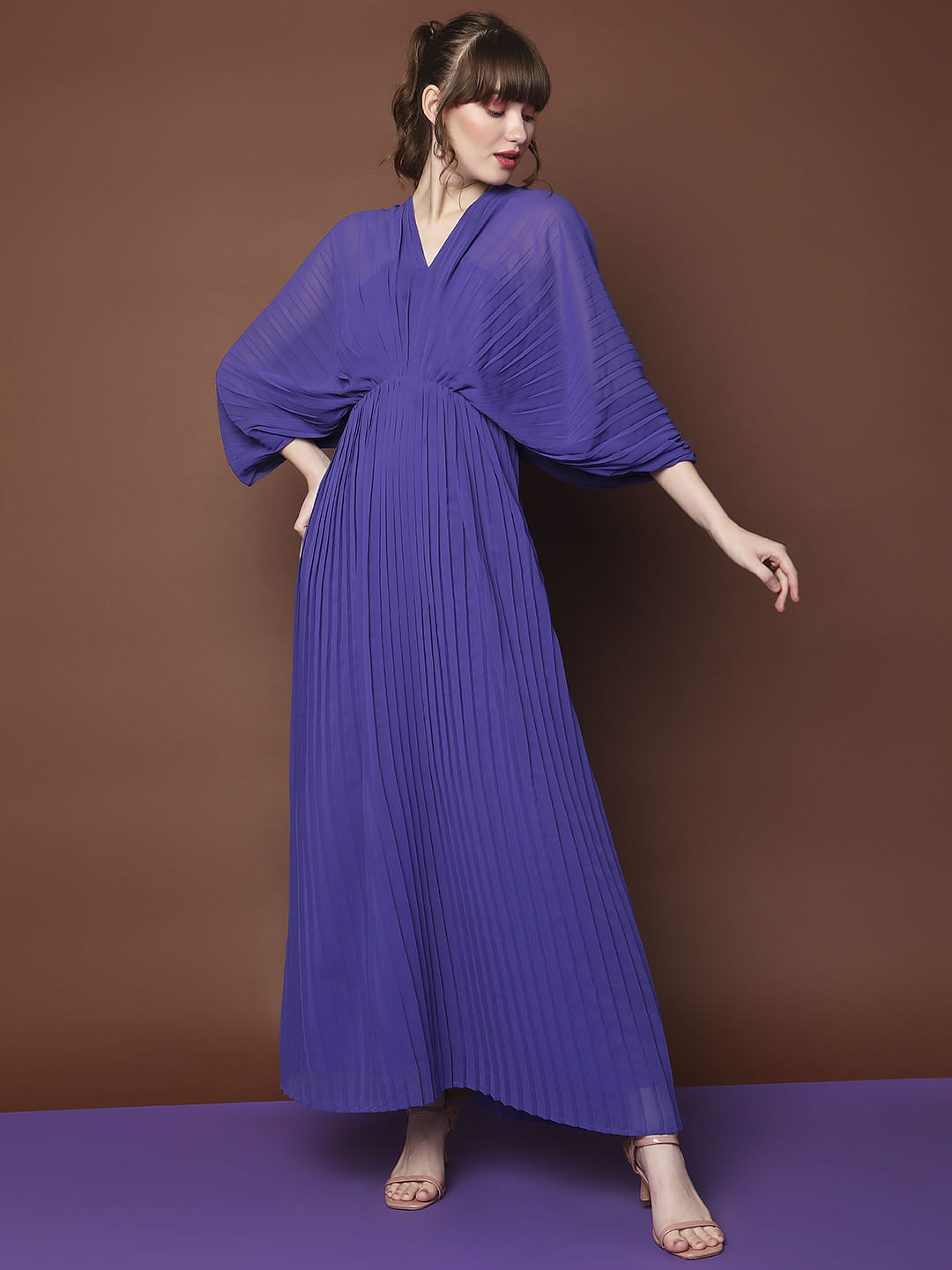 Marquee Purple Pleated Maxi Dress