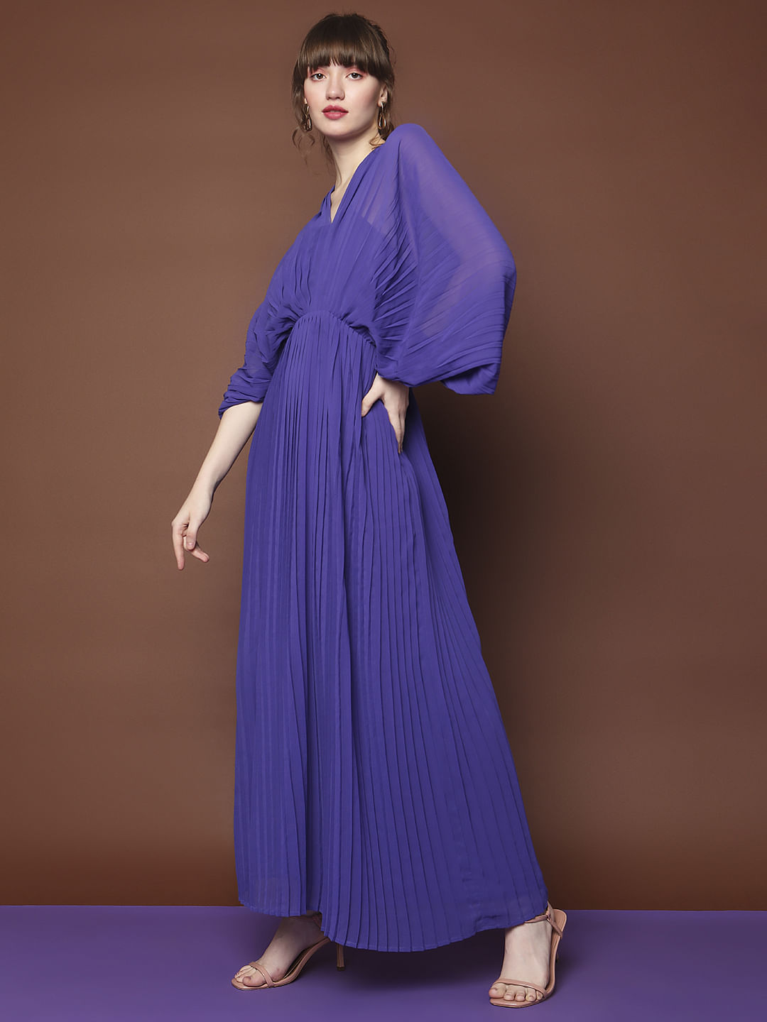 Marquee Purple Pleated Maxi Dress