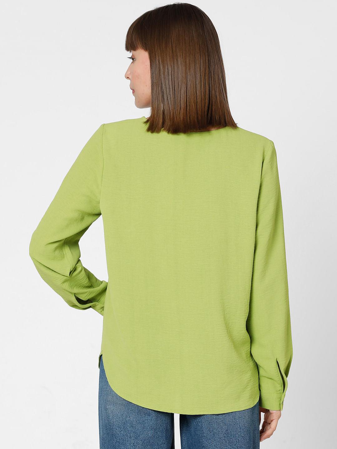 Green Folded Collar Top