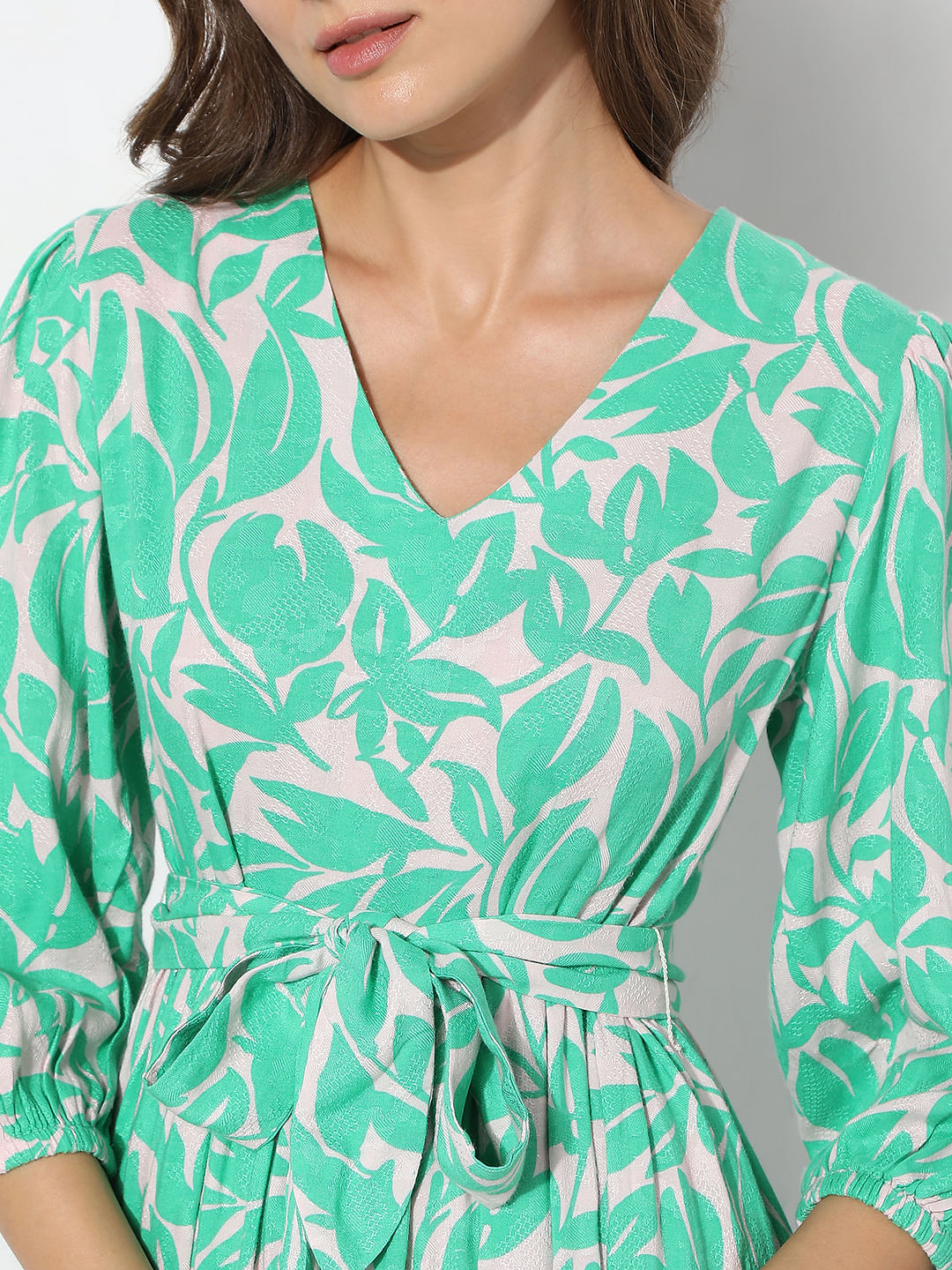 Mint Green Floral Midi Dress
