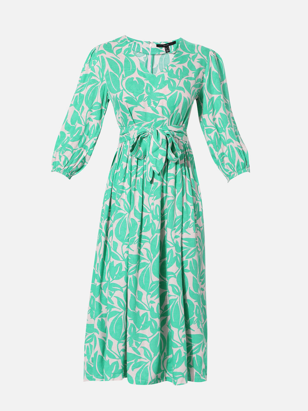 Mint Green Floral Midi Dress