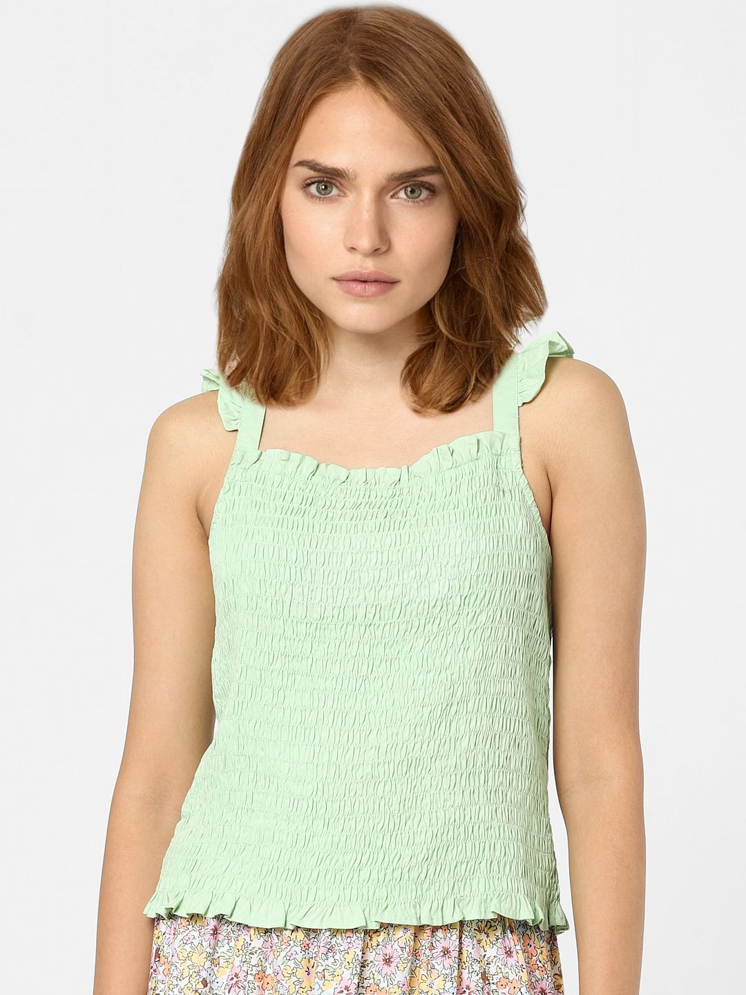 Green Smocked Top