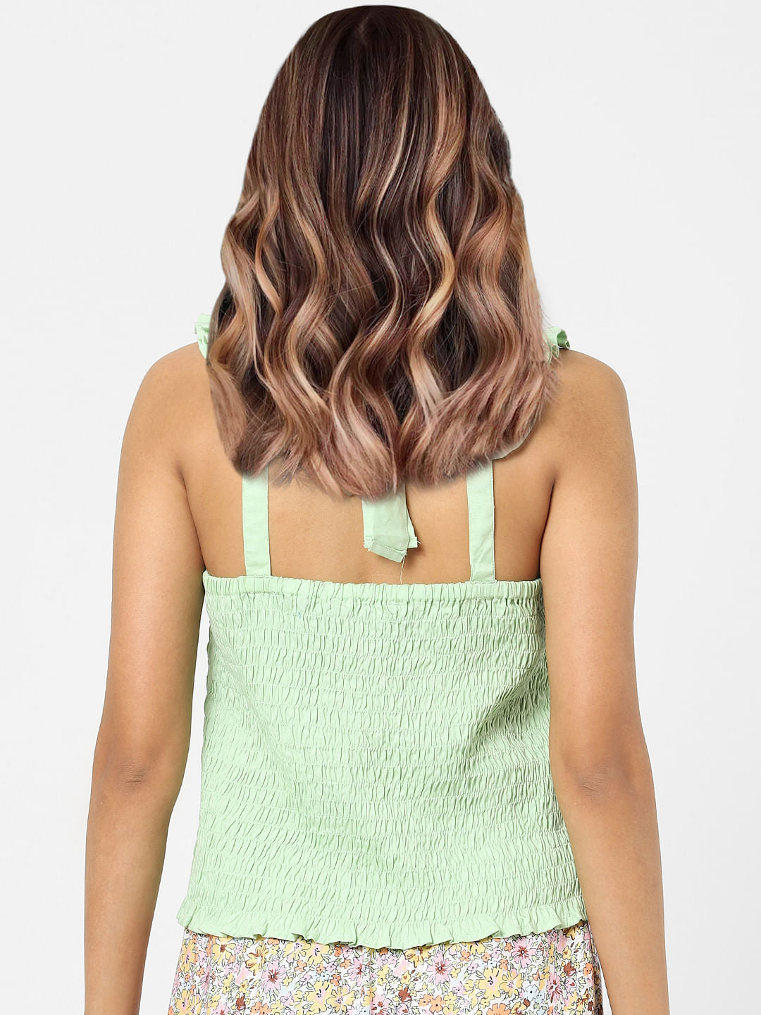 Green Smocked Top