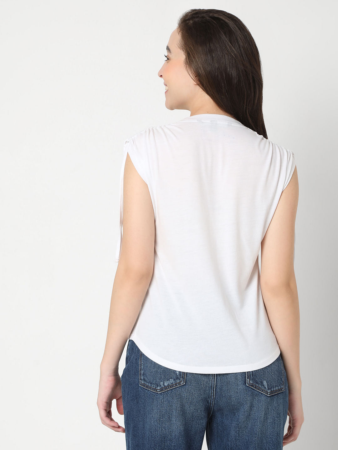 White Graphic Print Top