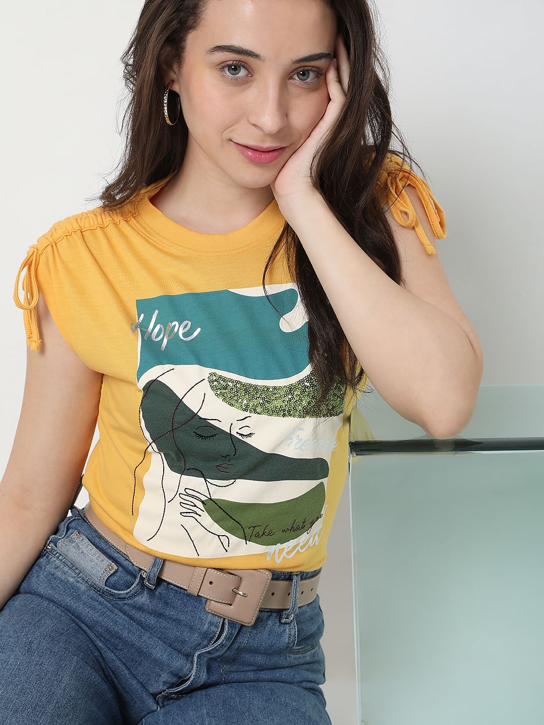 Yellow Graphic Print T-Shirt