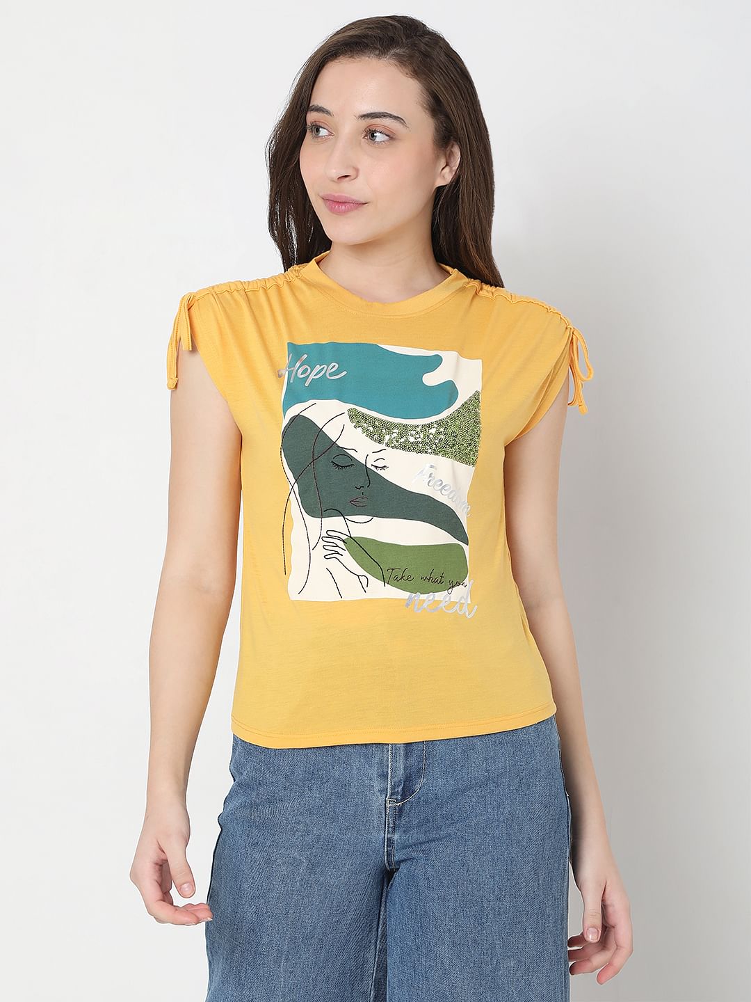 Yellow Graphic Print T-Shirt