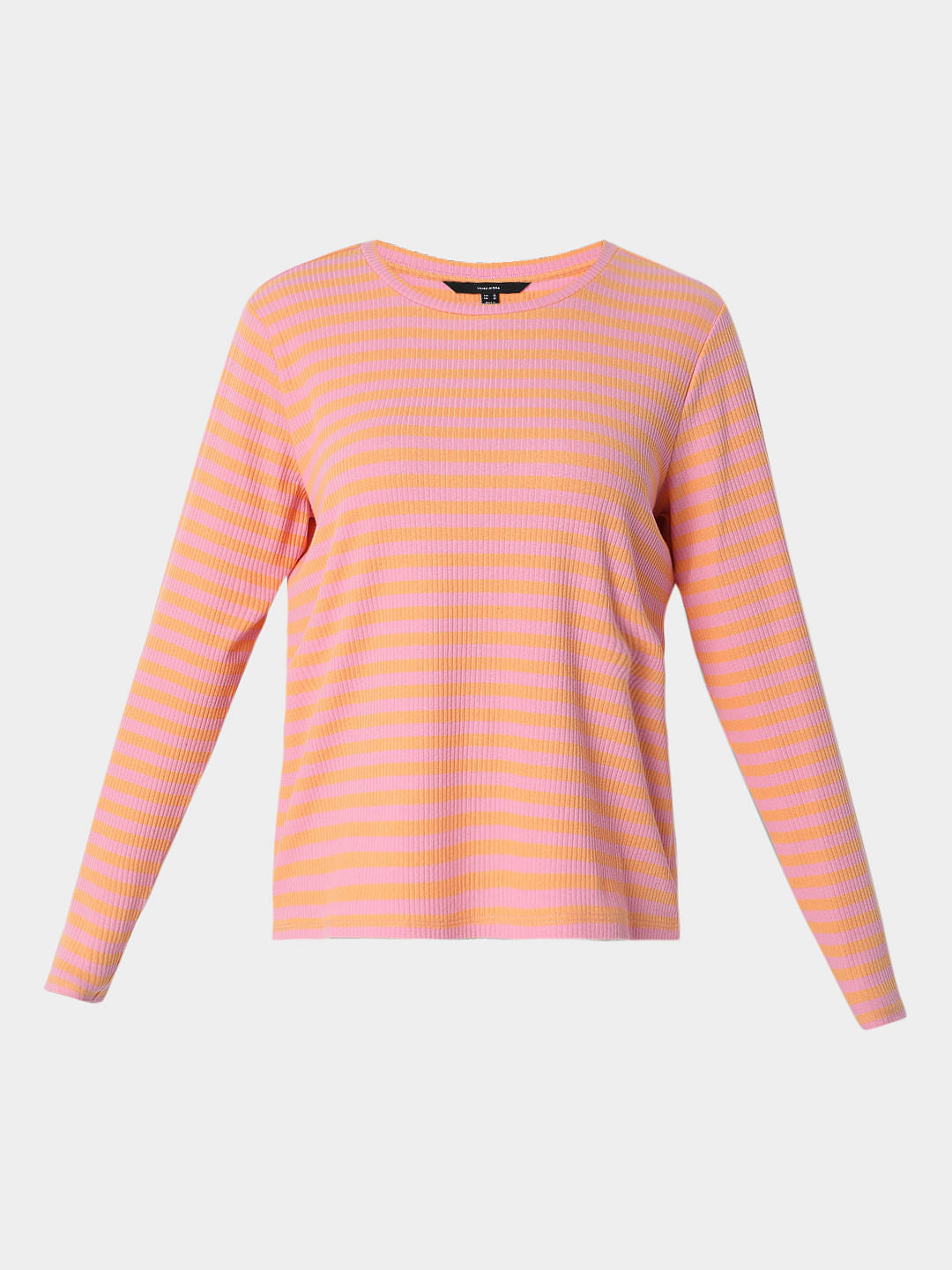 Pink Striped Full Sleeves T-Shirt
