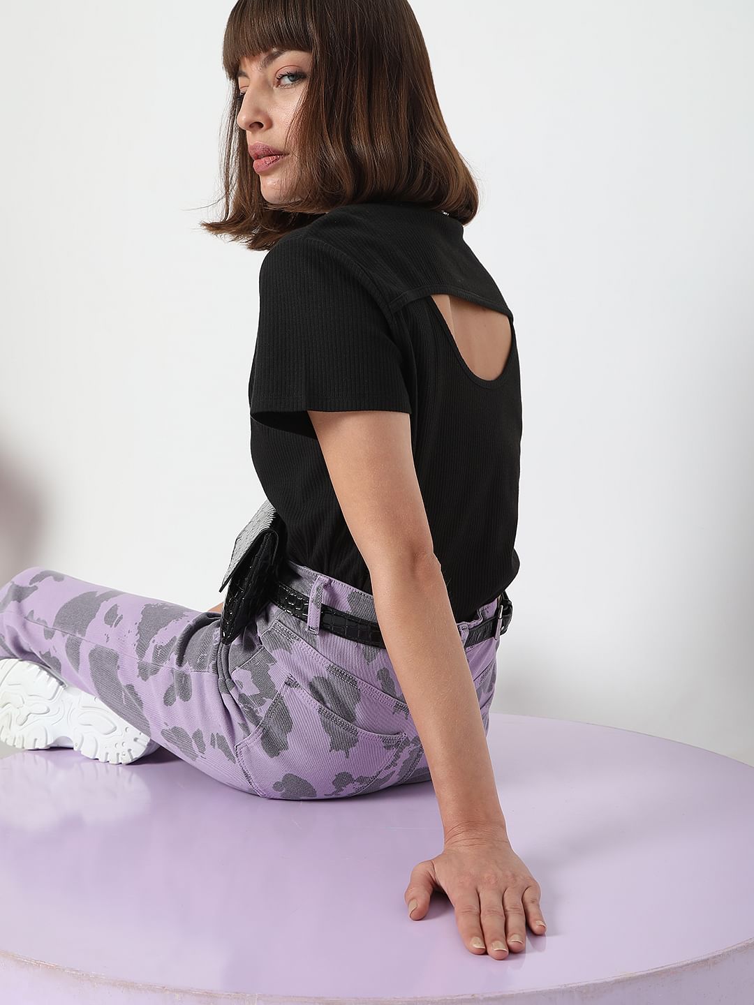 Black Ribbed T-Shirt