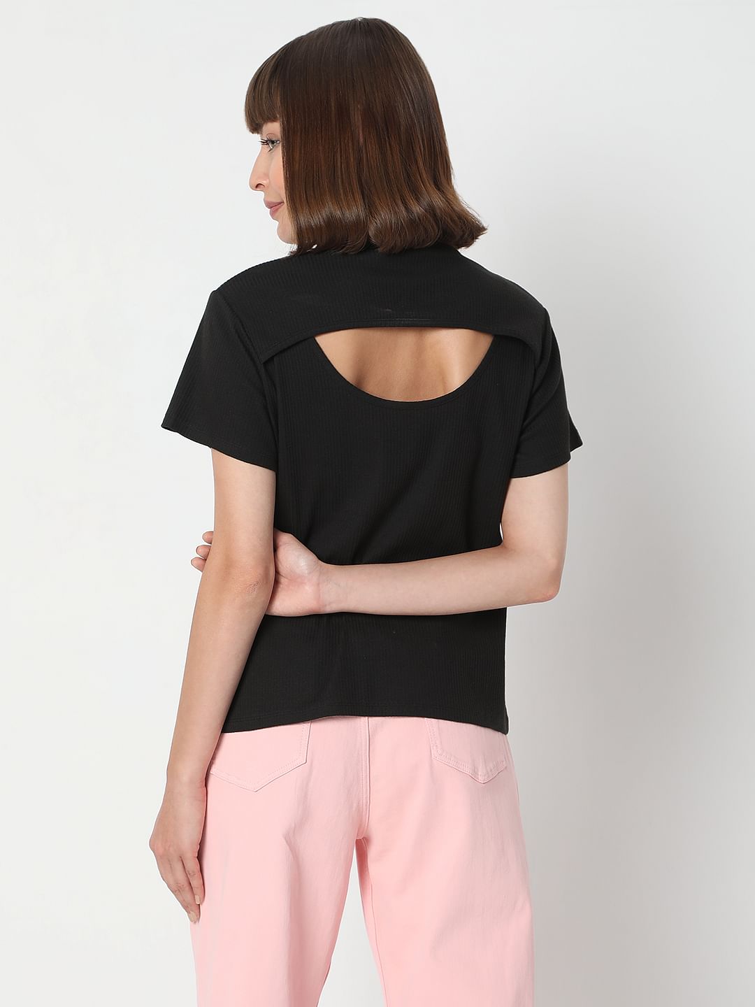 Black Ribbed T-Shirt